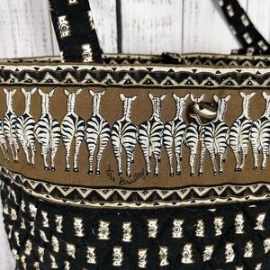 Vtg Vera Bradley Zebra Butt Black Quilted Purse Bag Tote Retired Shoulder Bag